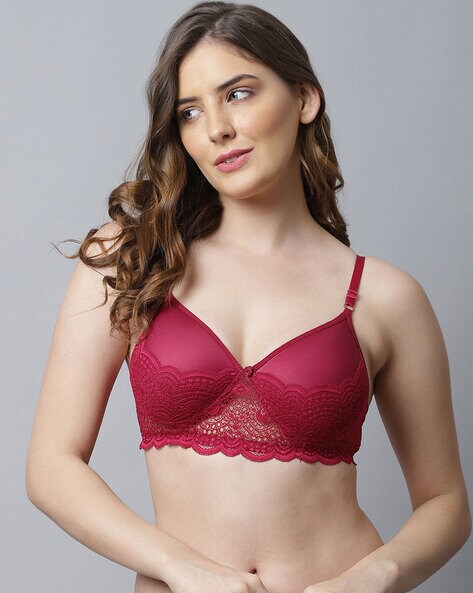 Buy Prettycat Lighty Padded Lace T-Shirt Bra - Red online