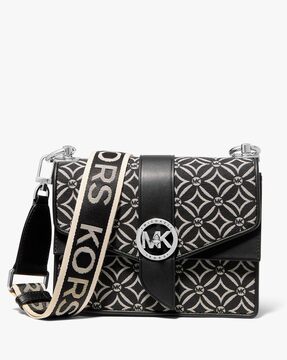 Buy Michael Kors Greenwich Small Logo Jacquard Crossbody Bag | Black Color  Women | AJIO LUXE