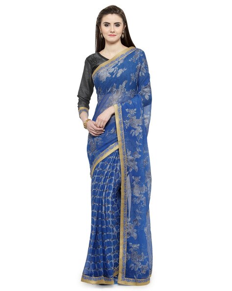 Buy Sky Blue Sarees for Women by FOURLEAF Online