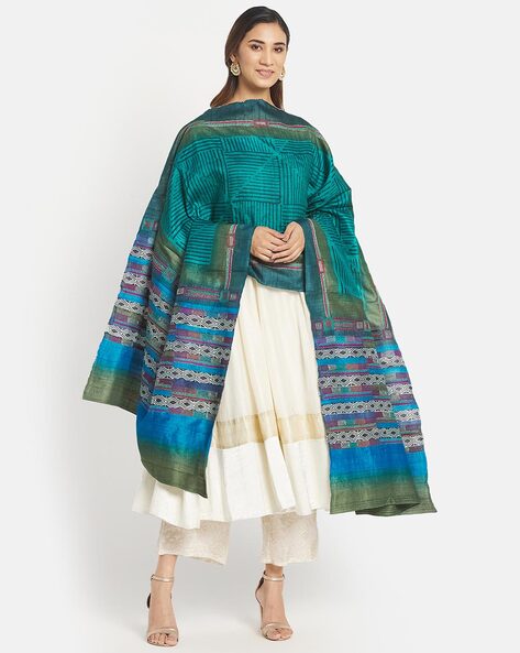 Silk Kantha Embroidered Dupatta Price in India