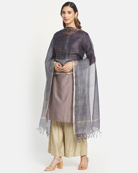 Geometric Woven Dupatta with Tassels Price in India