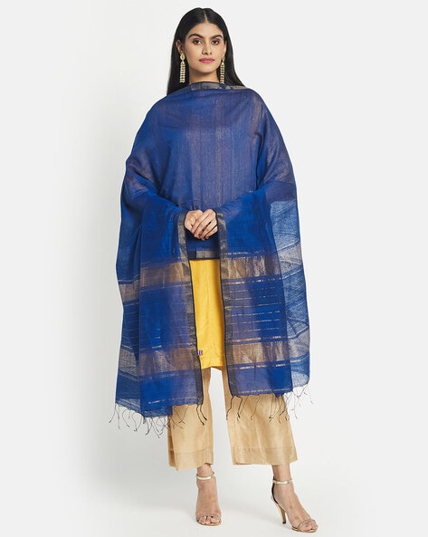 Hand Woven Dupatta with Contrast Border Price in India