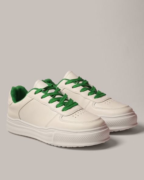 Green and white outlet sneakers