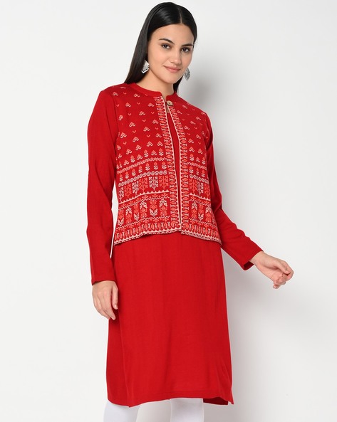 Chikankari Rayon Dhoti Kurta in Red : MUX1190