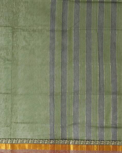 Green - Thread Border Dharwad Cotton Fabric 17