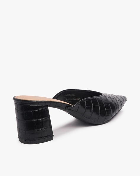 Black Croc Embossed Platform Heel Sandals | Dressed in Lucy