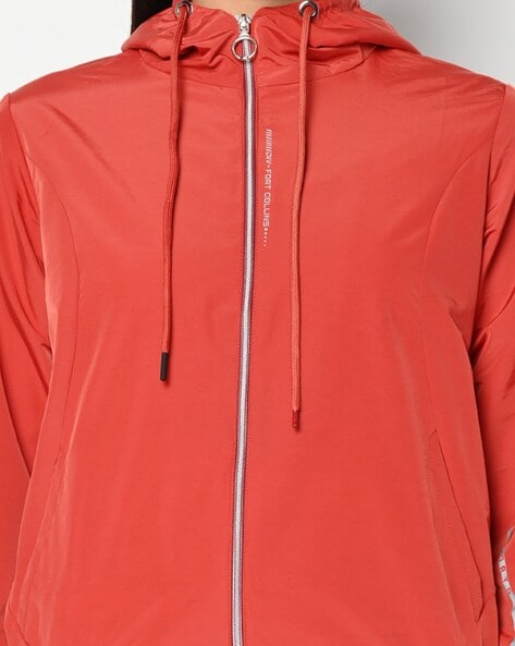 Fort Collins Lightweight Zip-Front Hooded Bomber Jacket For Women (Orange, L)