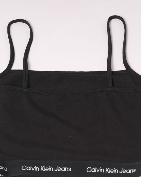 Calvin Klein Jeans logo tape bustier top in black - exclusive to