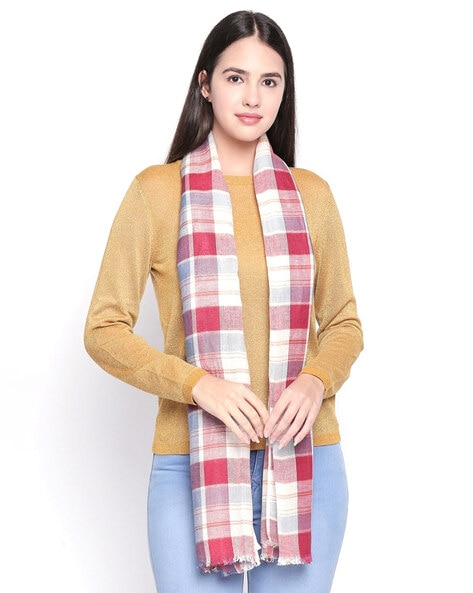 Checked Scarf with Fringes Price in India