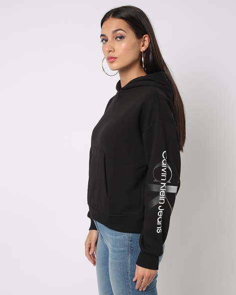 Black Hoodie CORE MONOLOGO SWEATSHIRT Calvin Klein, Women Sweatshirts