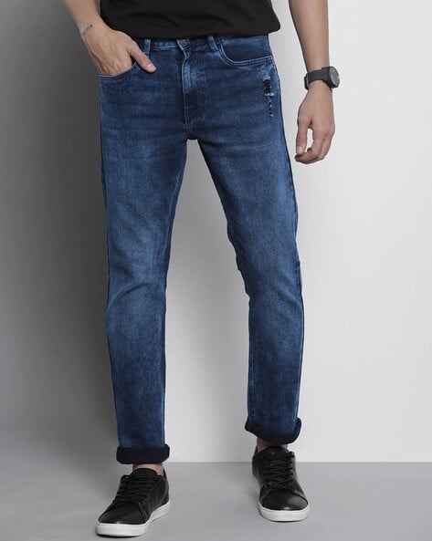 The Indian Garage Co Men Acid Wash Straight Fit Jeans