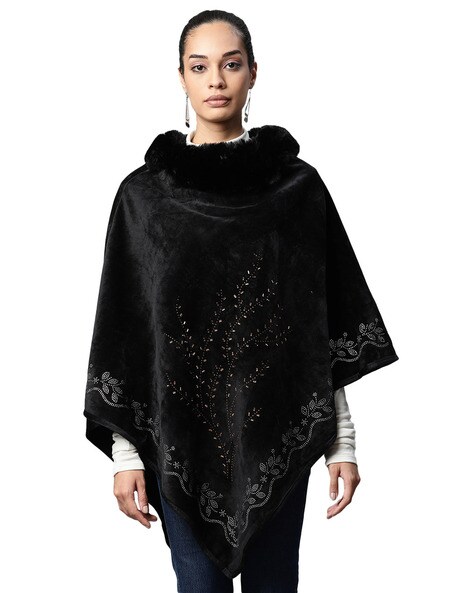 Embellished Fur Poncho Price in India