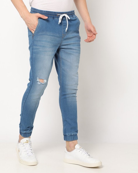 Slim Fit Heavily-Washed Jogger Jeans