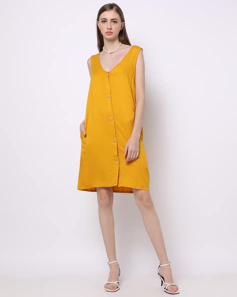 Buy Mustard Yellow Dresses for Women by FREEHAND Online