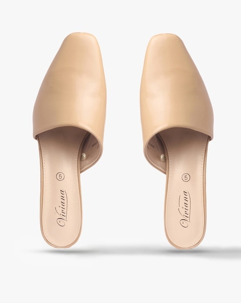 Beige on sale heeled mules