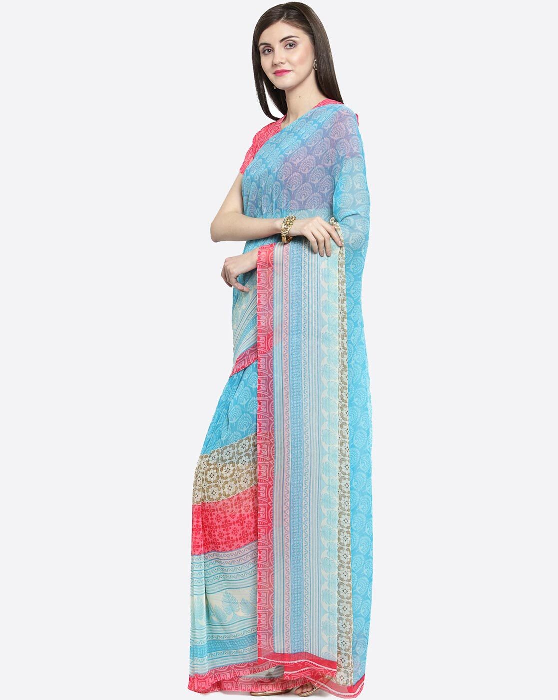 Buy Sky Blue Sarees for Women by FOURLEAF Online