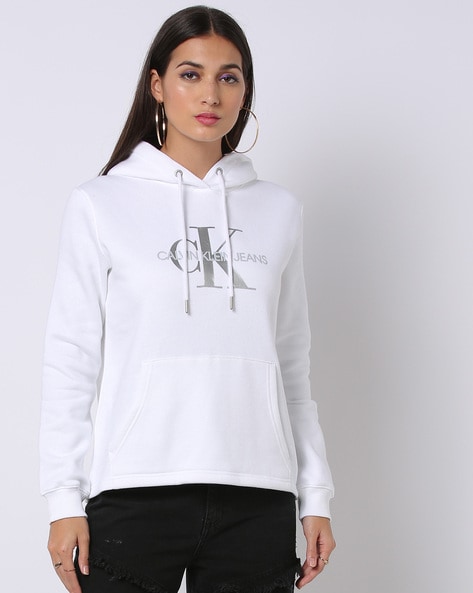 Calvin klein jeans white hoodie hotsell