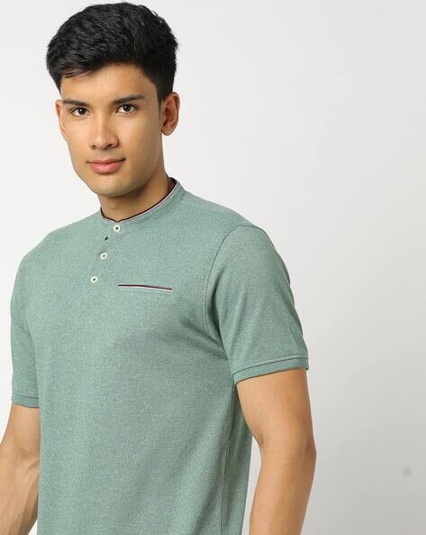 Regular Fit Henley T-Shirt with Wallet Pocket