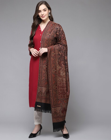 Printed Shawl with Frayed Border Price in India