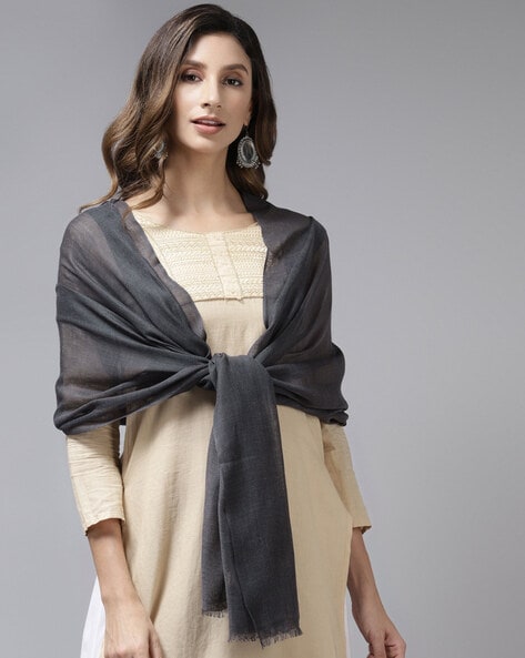 Textured Stole with Fringes Price in India