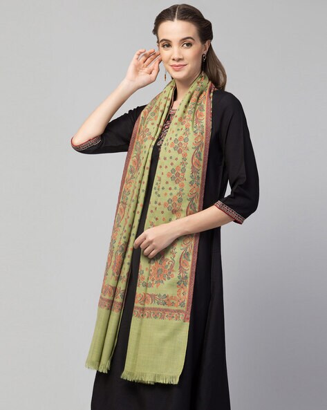 Floral Shawl with Fringed Hem Price in India