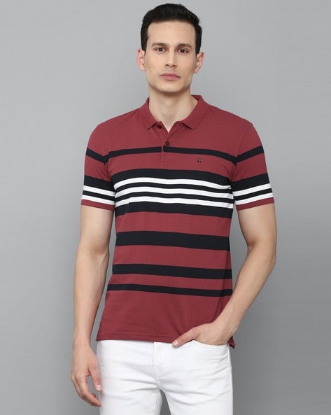 Buy Louis Philippe Striped Polo Collar T Shirt - Tshirts for Men