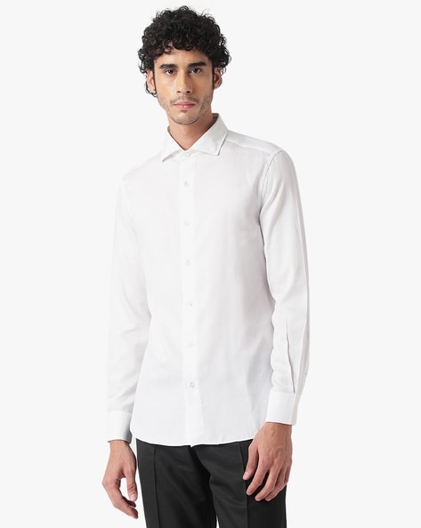 Buy EMPORIO ARMANI Cotton Regular Fit Shirt White Color Men