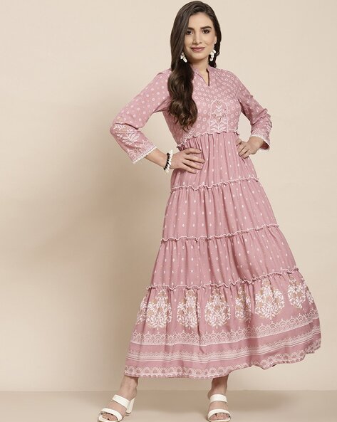 Onion Pink Gown in Georgett with Sequins Work – Dulhan Exclusives