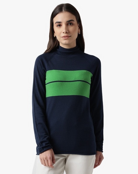 Buy EMPORIO ARMANI Blended Regular Fit Sweater Navy Blue Color