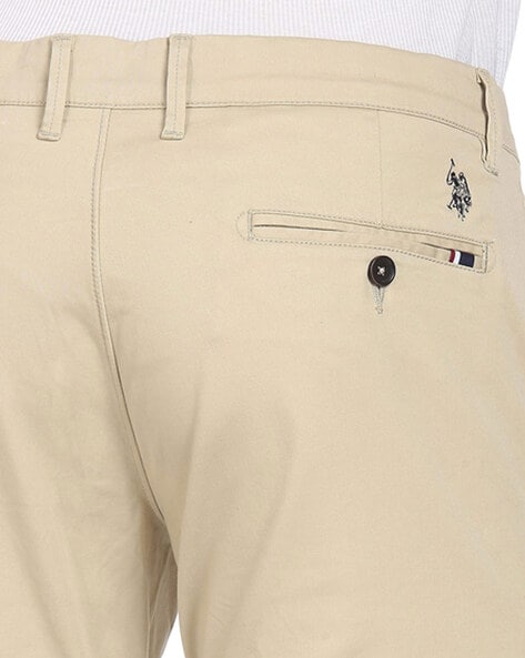 Men Beige Denver Slim Fit Solid Casual Trousers  US Polo Assn India