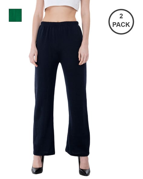 Buy Green & Black Trousers & Pants for Women by INDIWEAVES Online