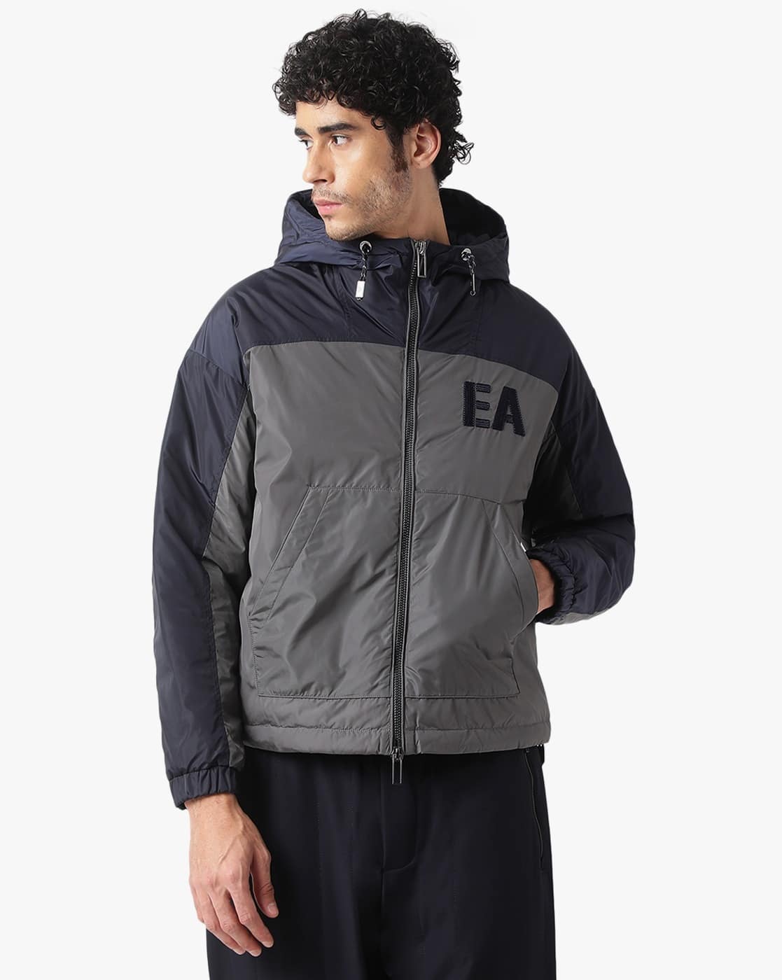 Buy EMPORIO ARMANI Regular Fit Jacket | Green & Blue Color Men