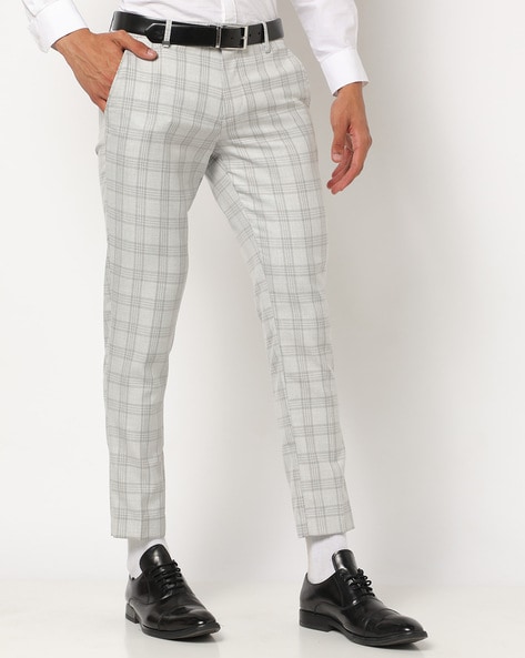 Tailored Grey Check Tweed Trousers | Buy Online at Moss