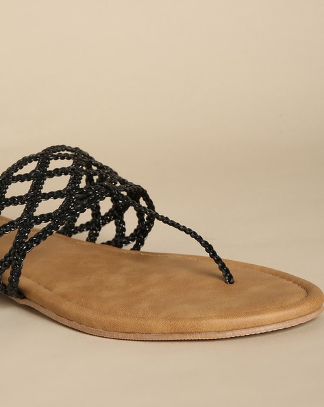 Black caged sandals flat new arrivals