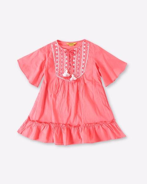 Buy Global Desi Shift Dress with Embroidered Yoke Online | Ajio.com