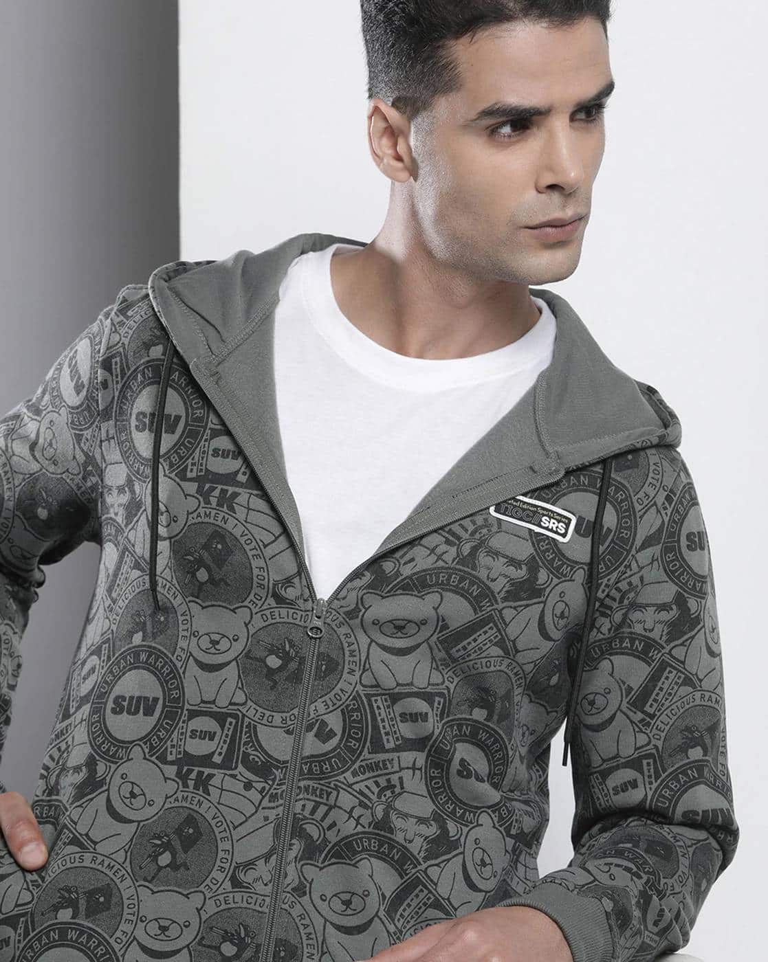 Buy The Indian Garage Co Printed Zip-Front Hoodie with Online