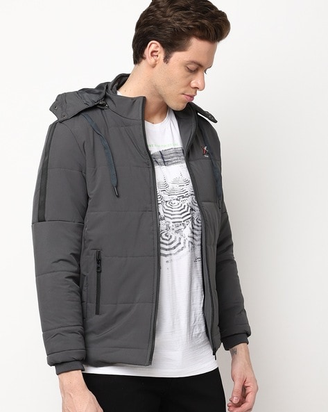 Grey jacket hot sale with hood