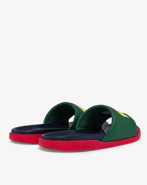 Lacoste big logo slides hot sale