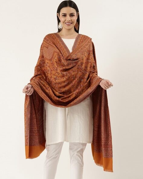 Paisley-Woven Shawl with Frayed Hem Price in India