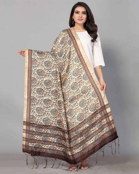 Tropical Print Mysore Silk Dupatta Price in India