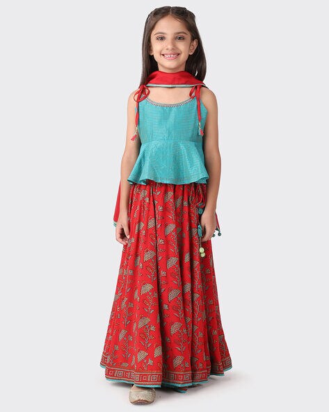 Buy Fabindia Kids Pink Printed Lehenga Choli With Dupatta for Girls  Clothing Online @ Tata CLiQ