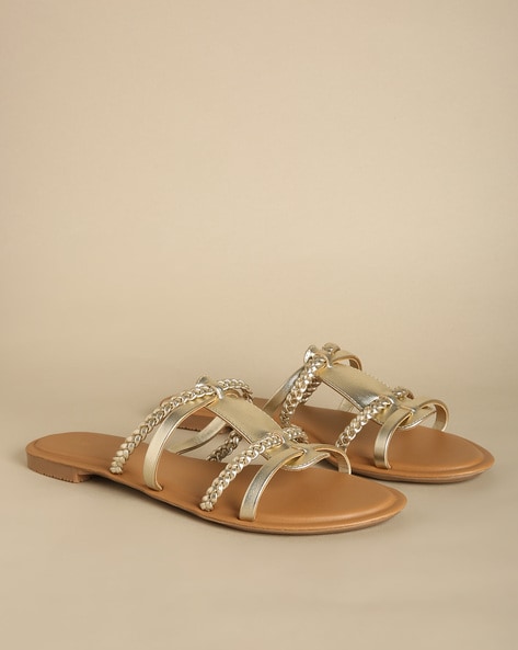 Amelia Rose Gold Flat Sandals – GC Shoes