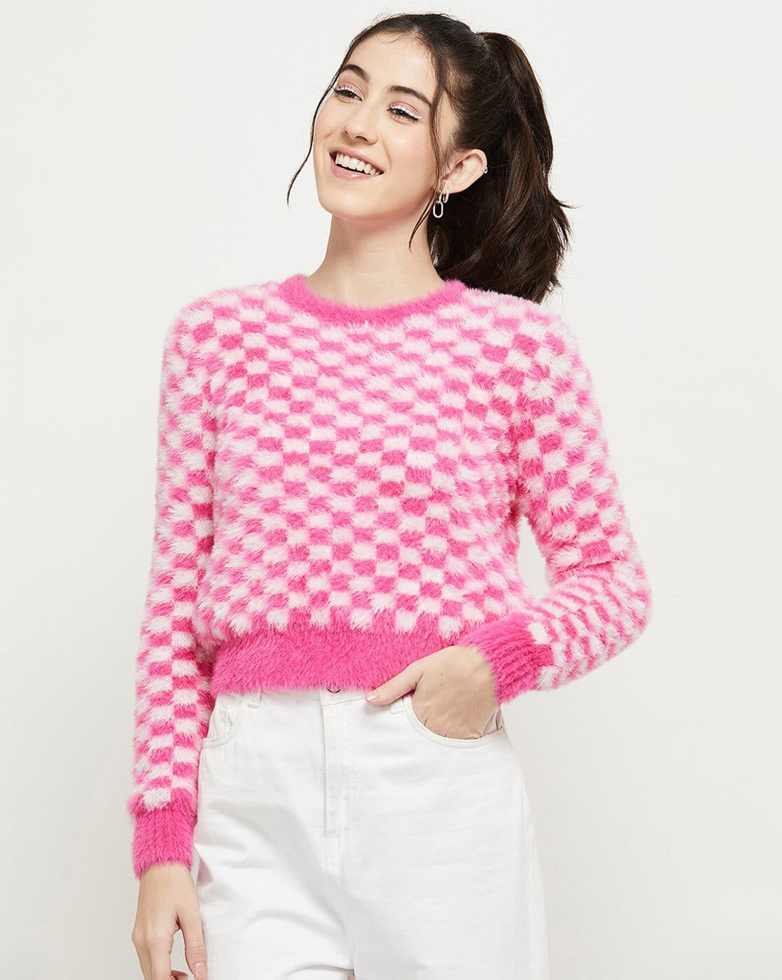 Buy Pink Sweaters u0026 Cardigans for Women by max Online | Ajio.com