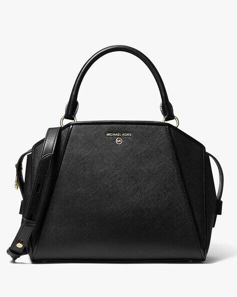 Buy Michael Kors Cleo Medium Saffiano Leather Satchel | Black 