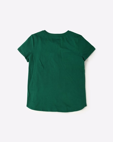 Logo Embellished Round Neck Organic Cotton T Shirt