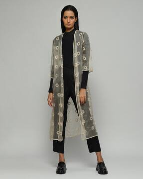 Buy YAVI Front Open Swing Coat | Cream 