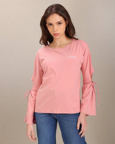 U.S. Polo Assn. Round-Neck Top with Logo Print