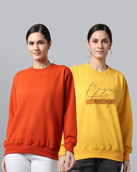 Buy Orange & Yellow Sweatshirt & Hoodies for Women by MACK VIMAL Online