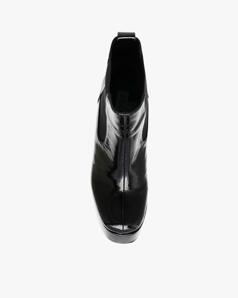 The Glove Boot - Black Patent - Kitten Heel Black Patent Leather Bootie