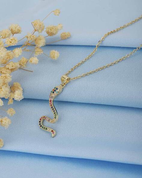 VNK6074 GOLD CREAM Pearl Snake Necklace 9JBB6 - Statement Necklaces